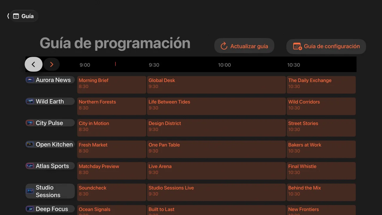 Guía XMLTV de Tellyra en Apple TV